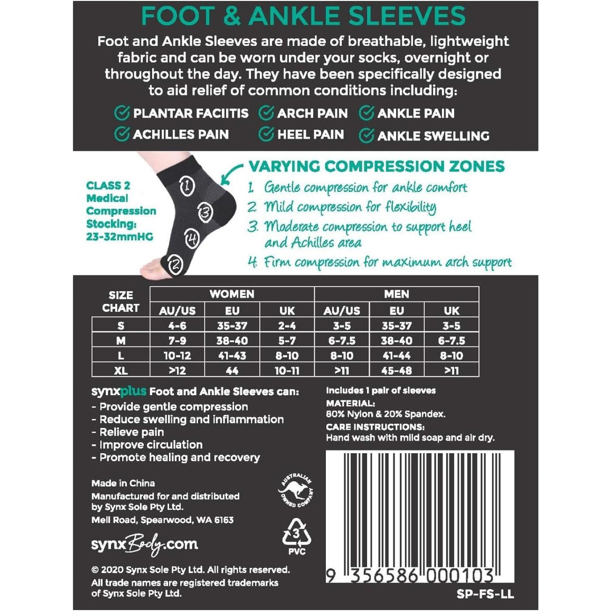Synxplus Foot & Ankle Sleeve Small