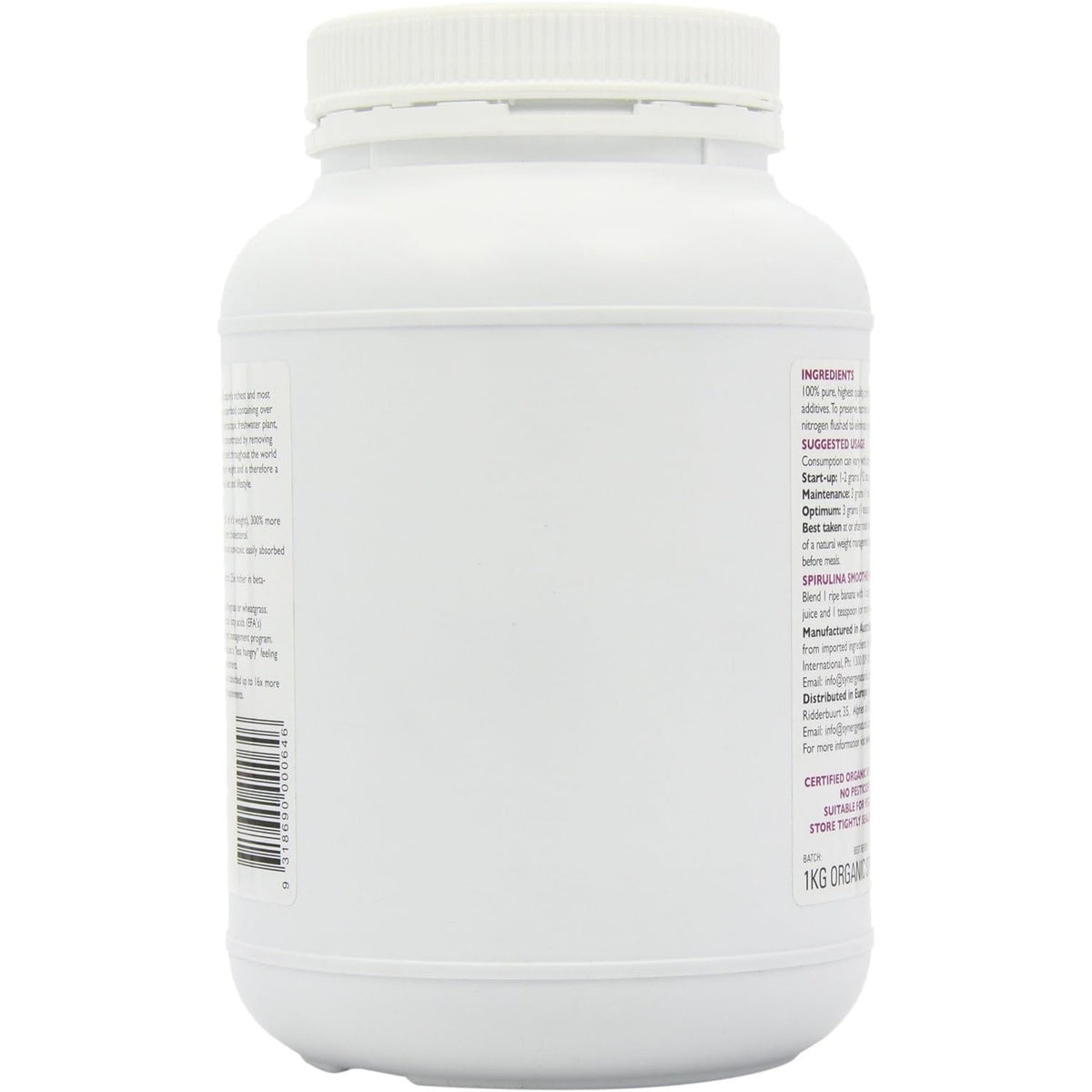 Synergy Natural Organic Spirulina Powder 1kg