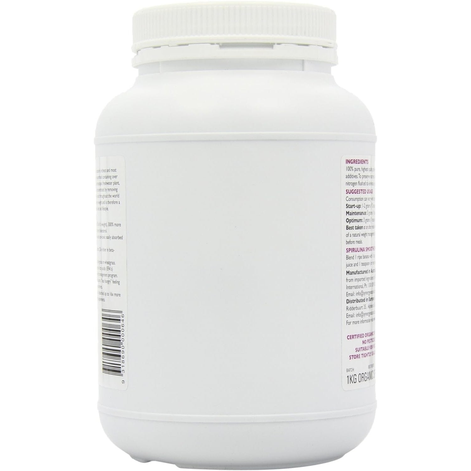 Synergy Natural Organic Spirulina Powder 1kg