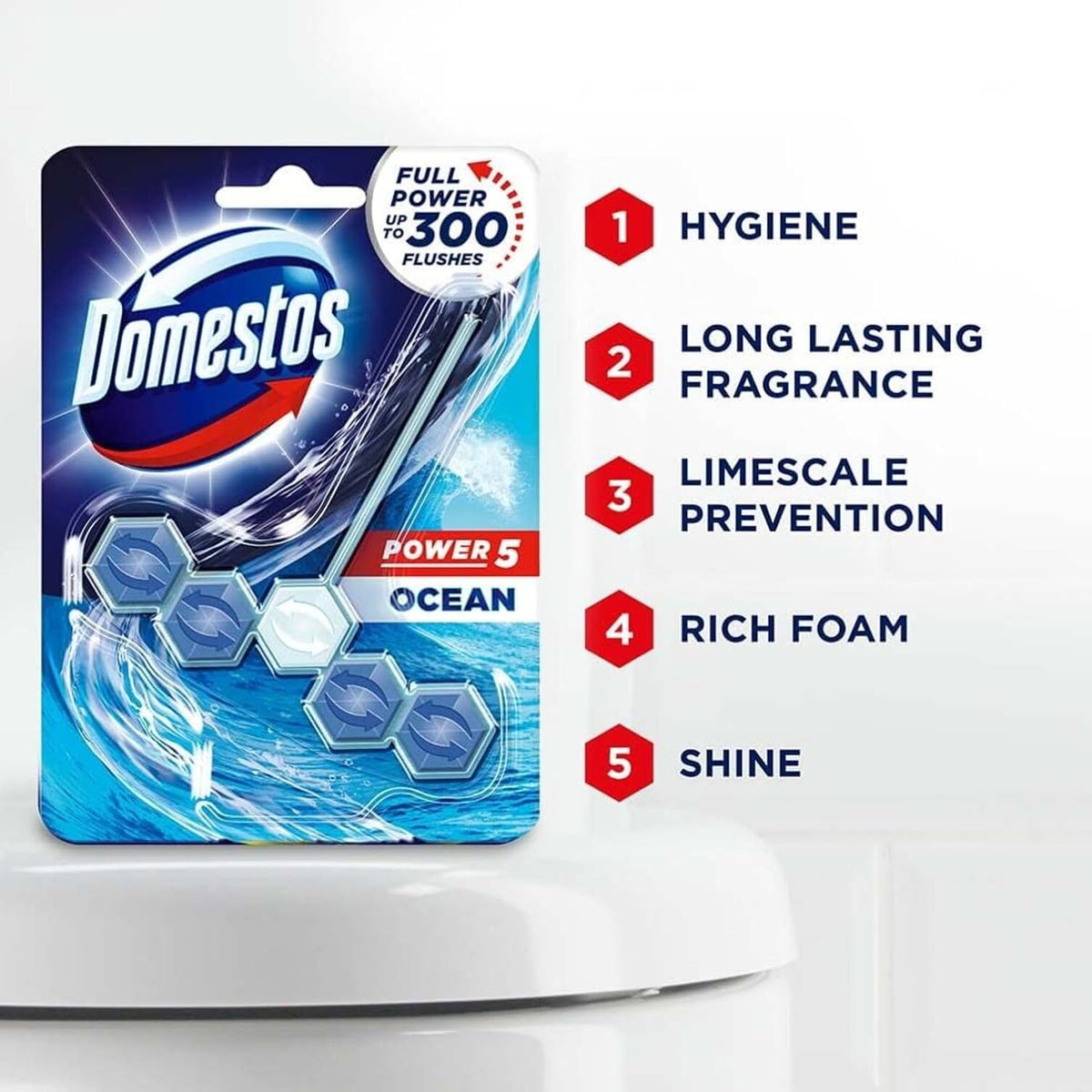 Domestos Power 5 Chlorine Toilet Block 55g