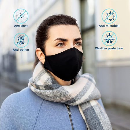 Lovercare Fabric Face Mask Black 10 Pack