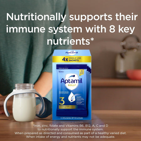 Aptamil Gold+ 3 Toddler Milk Drink Powder Sachets From 1 Year 4 Pack 38.0g