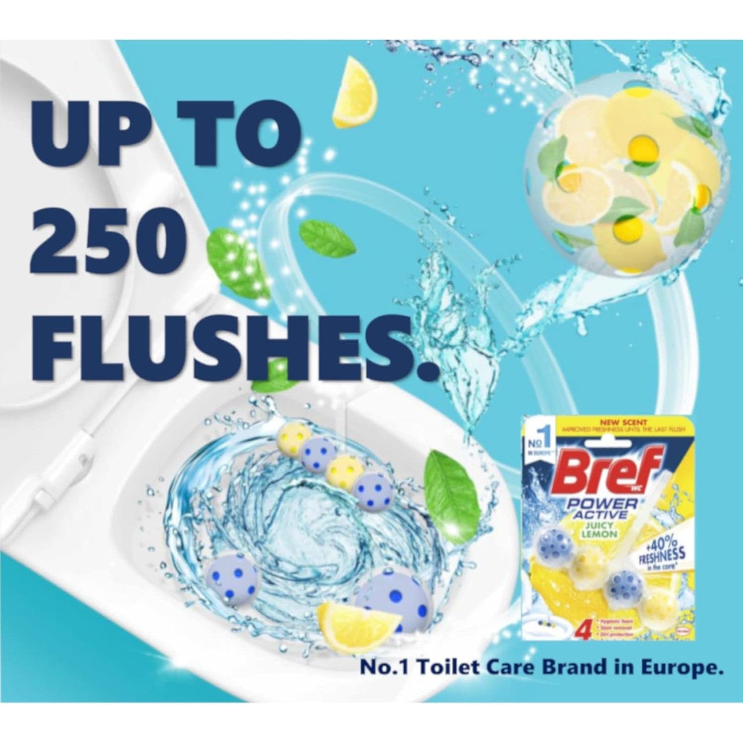 Bref Power Active Juicy Lemon, Rim Block Toilet Cleaner, 50g