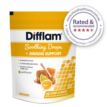 Difflam Soothing Drops + Immune Support Honey & Lemon 20 Drops