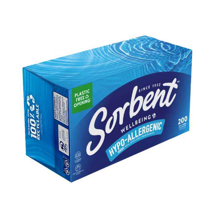 Sorbent Hypo Allergenic Facial Tissue 200 Pack