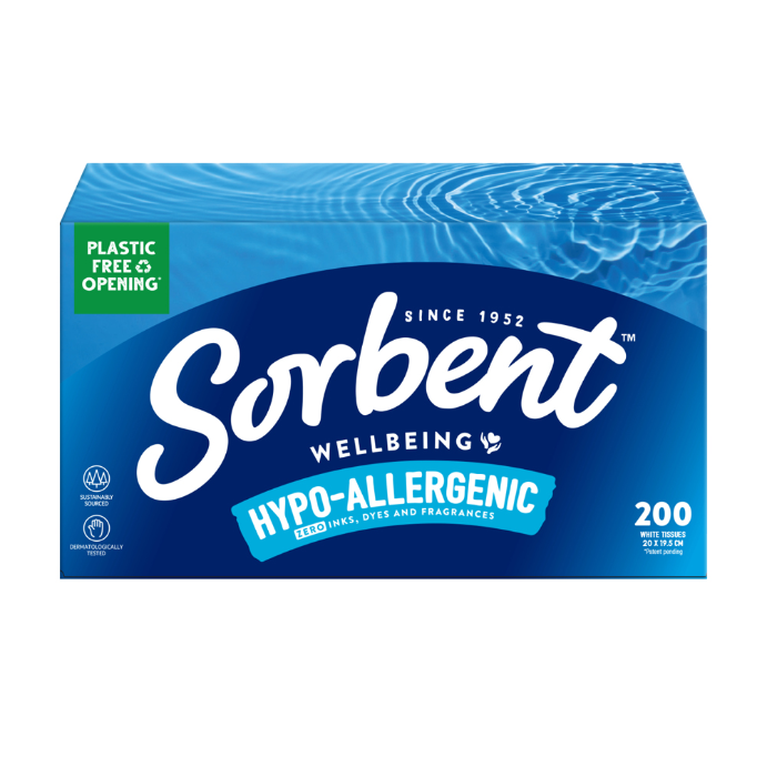 Sorbent Hypo Allergenic Facial Tissue 200 Pack