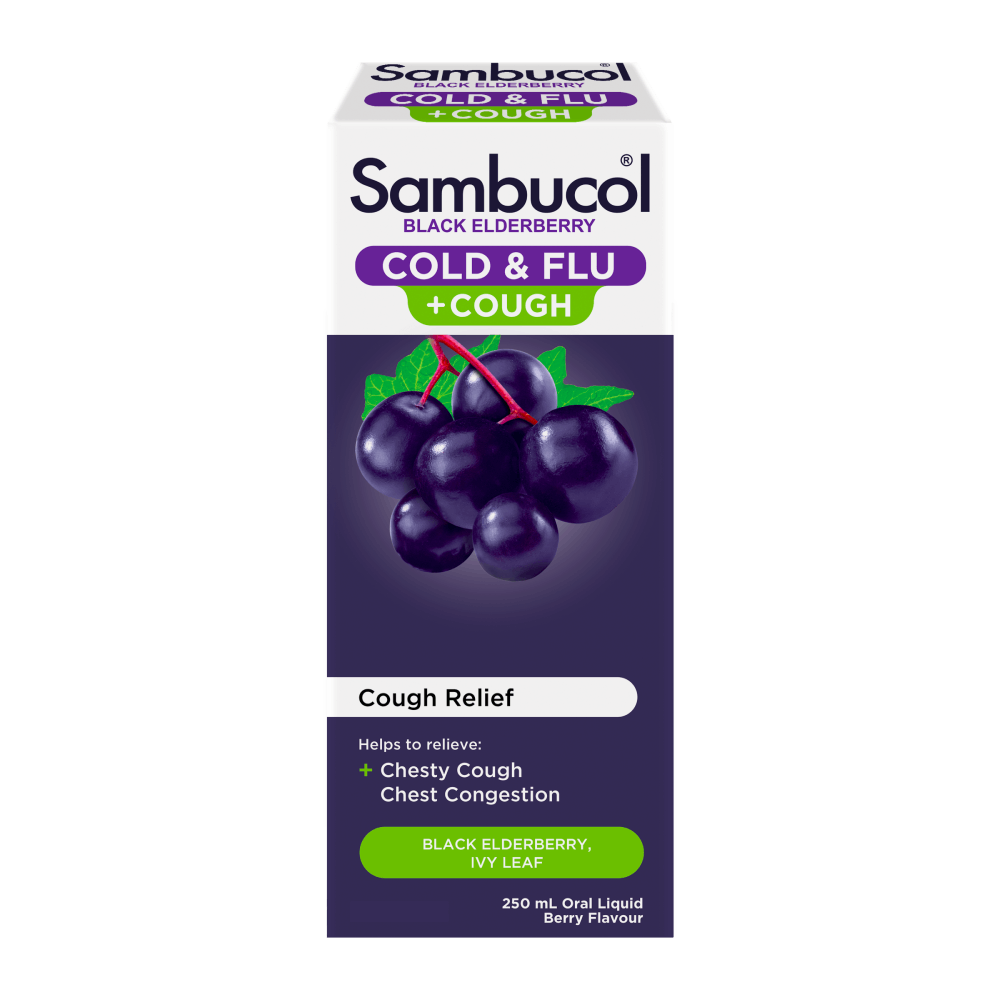 Sambucol Cold & Flu + Cough 250ml Oral Liquid Berry Flavour