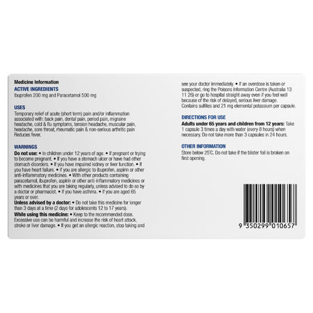 Chemists' Own Ibuprofen + Paracetamol Soft Gel 10 Capsules