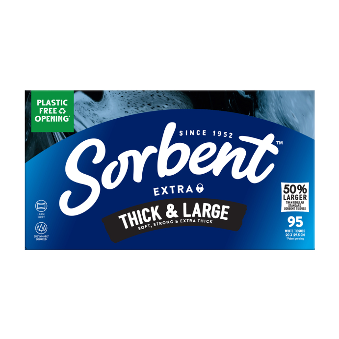 Sorbent Thick and Large Facial Tissues 95 Pack