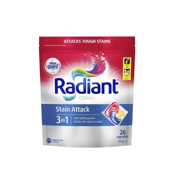 Radiant Stain Attack Front & Top Loader 3-in-1 Laundry Capsules