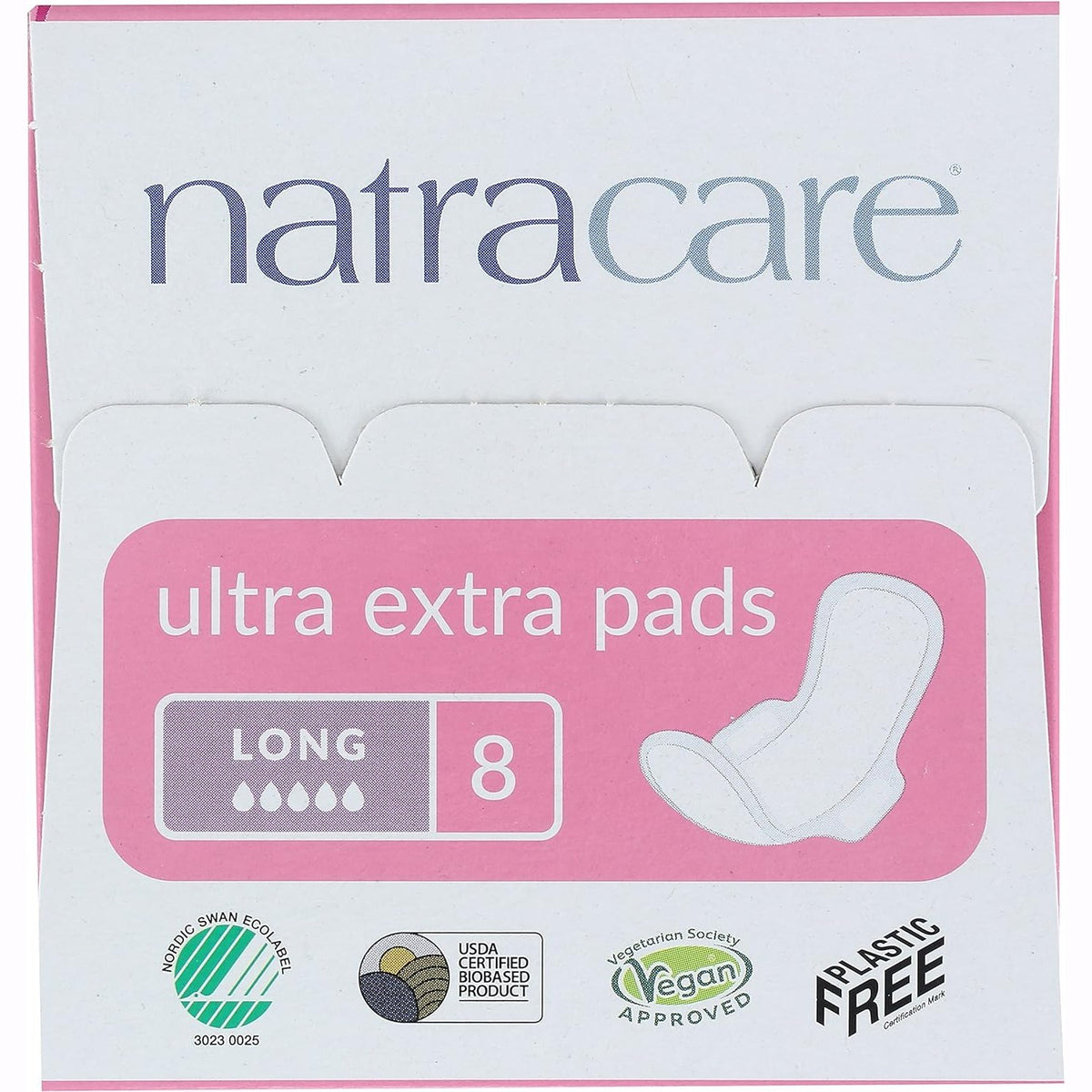 Natracare Ultra Extra Pads Long with Organic Cotton Cover x 8 Pack