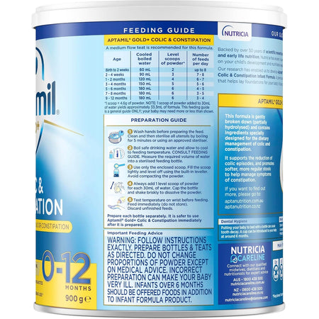 Aptamil Gold+ Colic & Constipation Baby Infant Formula From Birth to 12 Months 900g
