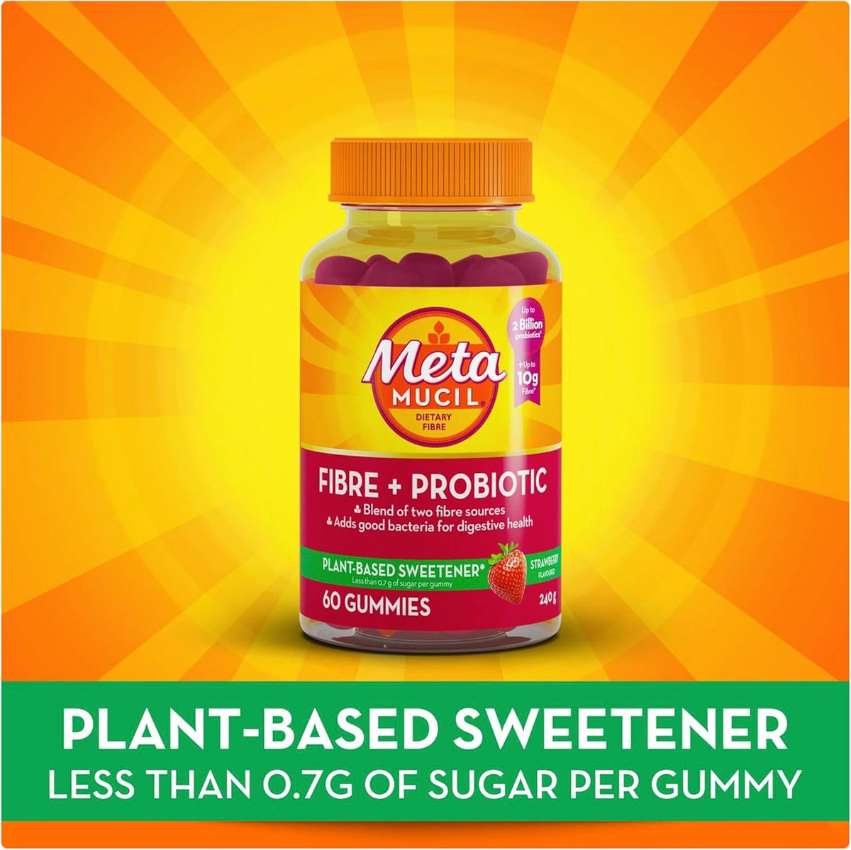 Metamucil Fibre + Probiotic Strawberry Gummies 60 Pack