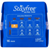 Stayfree Ultra Thin Light Pads With Wings 16 Pack