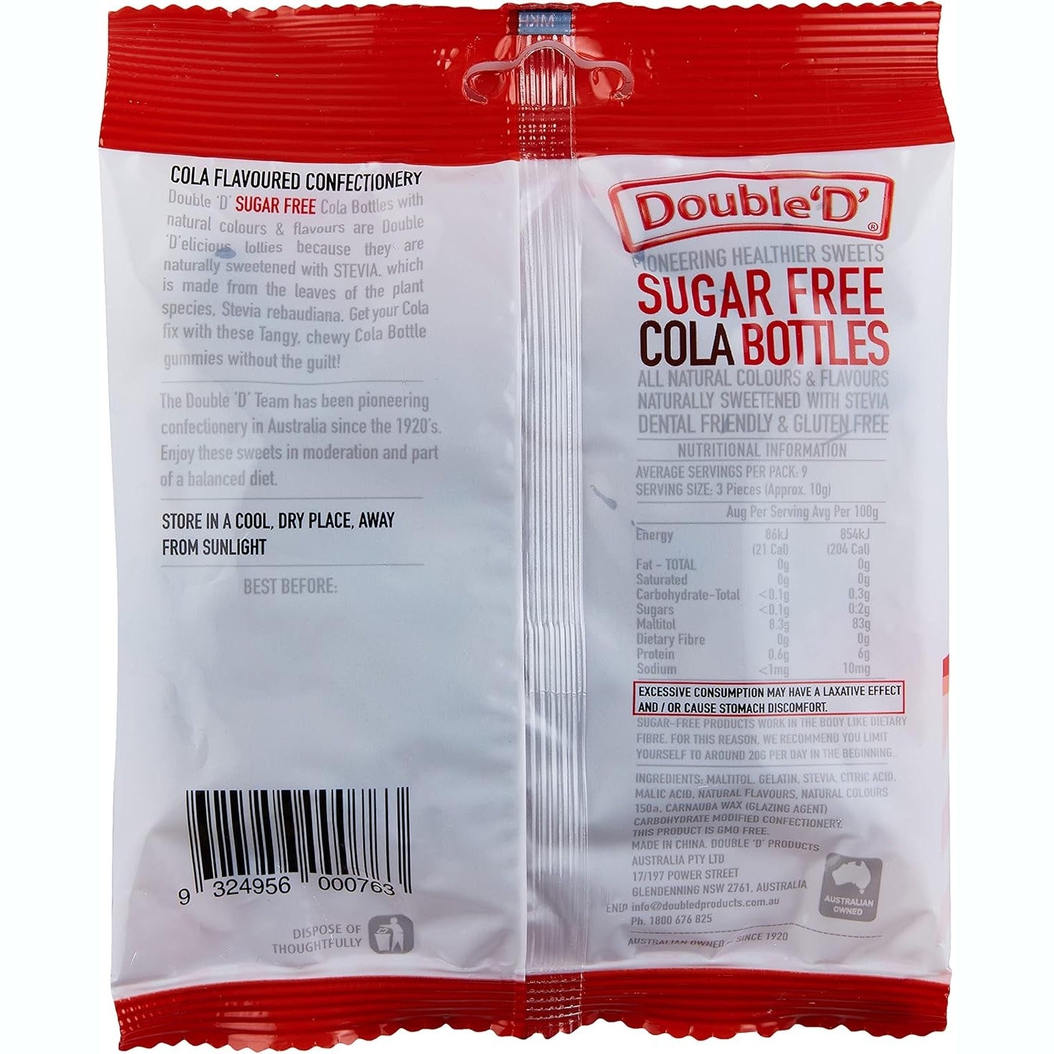 Double D Sugar Free Cola Bottles 90g