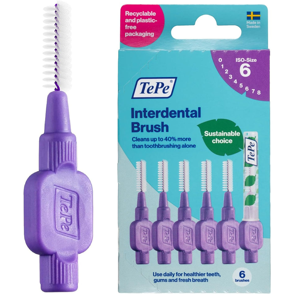 TePe Interdental Brush - Large Purple (1.1mm)  Size 6 6Pack
