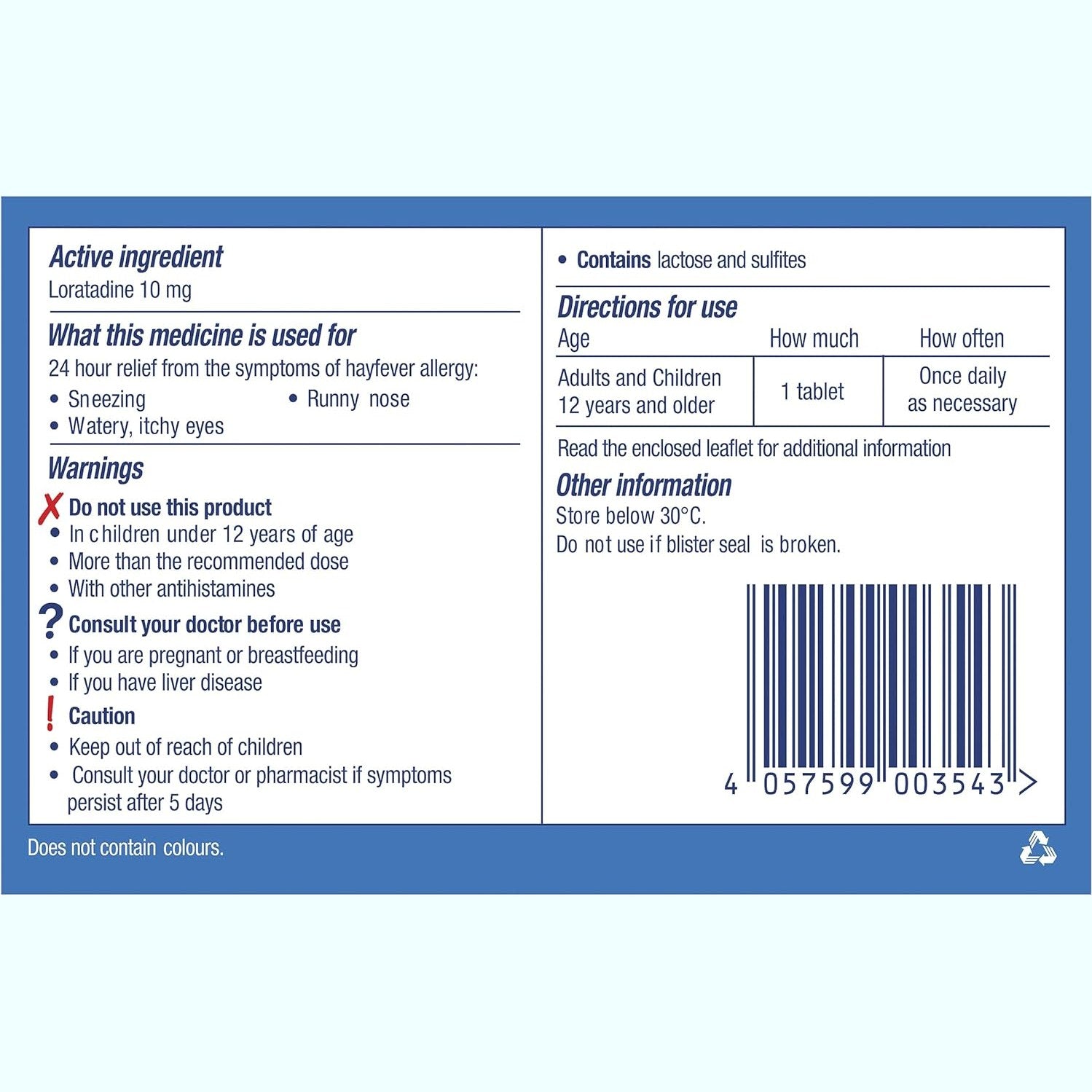 Claratyne Hayfever Allergy Relief 5 Tablets