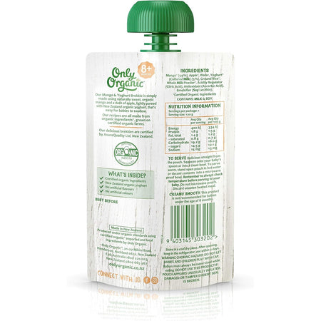 Only Organic Mango & Yoghurt Brekkie 8+ Months - 120g Pack of 6