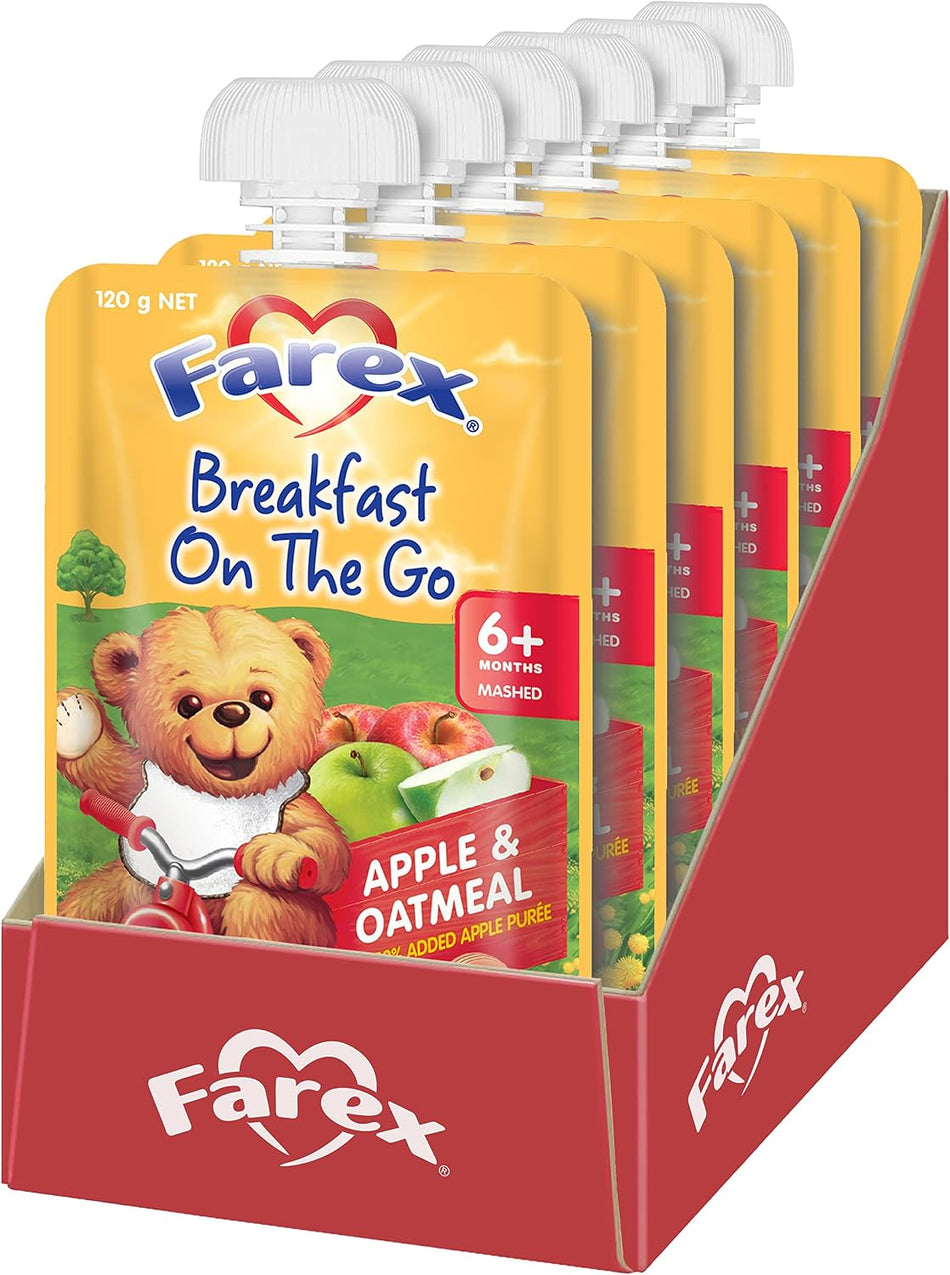 Farex Breakfast On The Go Apple & Oatmeal 6 months+ 120g(Pack of 6)