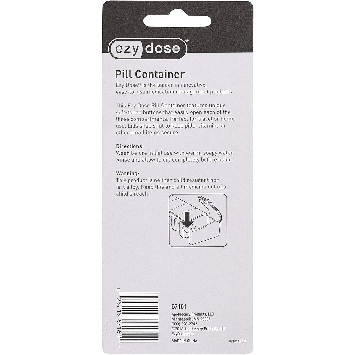 Ezy Dose Soft Touch 3 Compartment Daily Planner Organize Pills and Vitamins