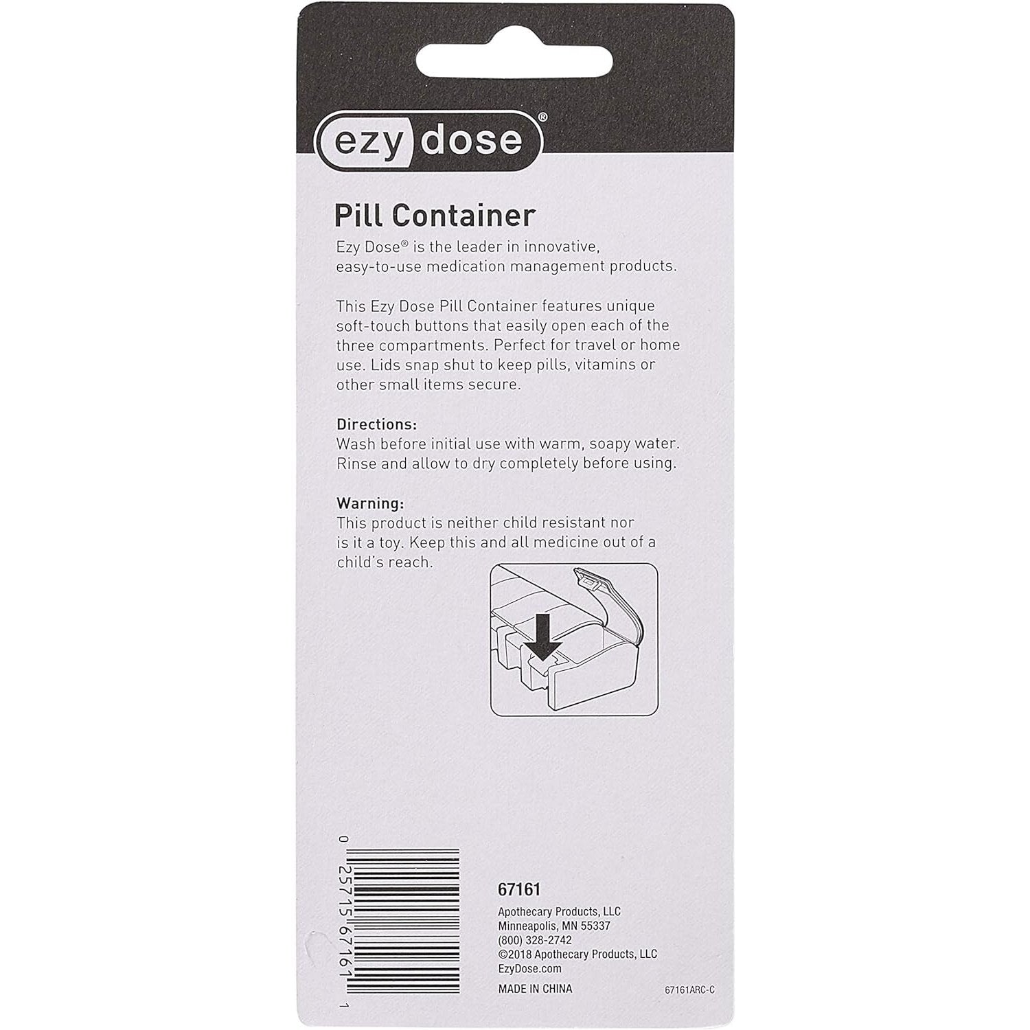 Ezy Dose Soft Touch 3 Compartment Daily Planner Organize Pills and Vitamins