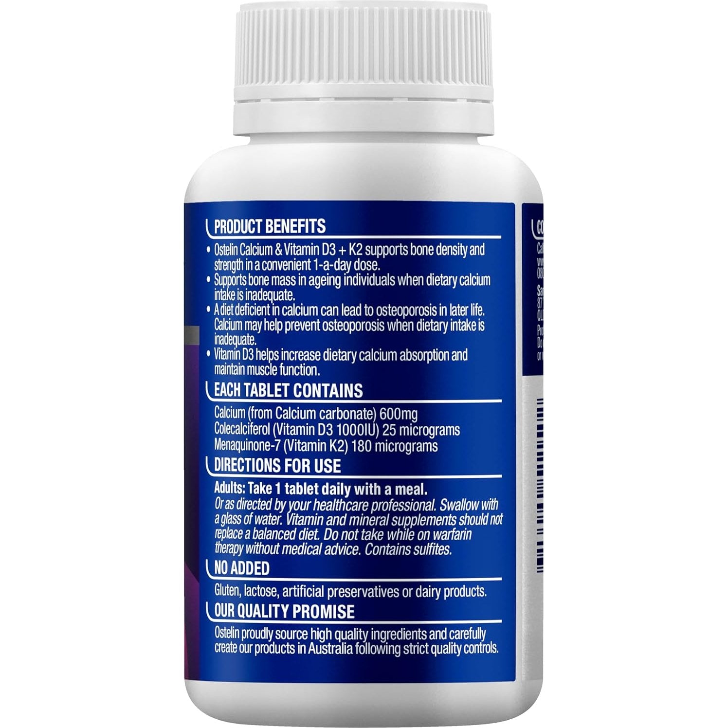 Ostelin Calcium & Vitamin D3 + K2 60 Tablets