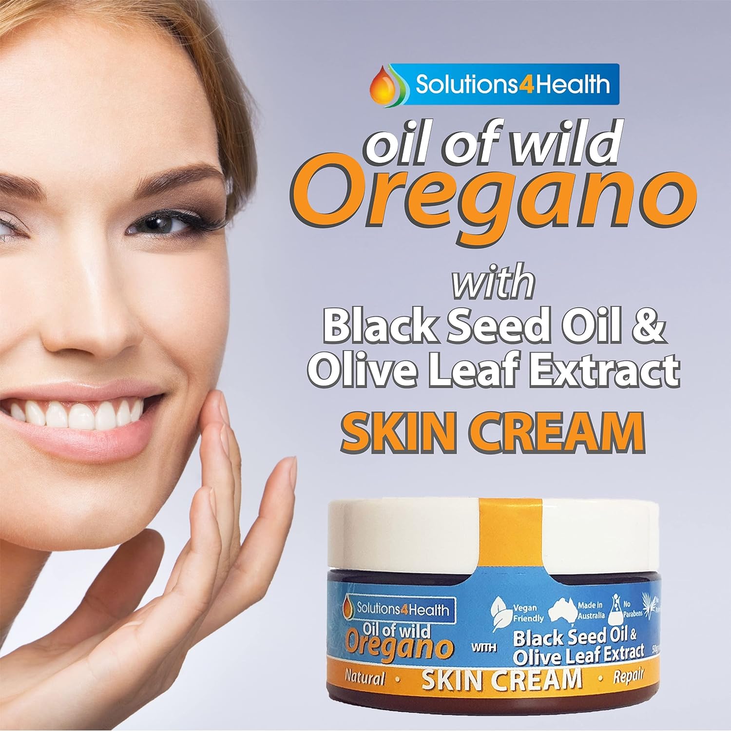 Solutions 4 Health Oil of Wild Oregano, Black Seed Oil & Olive Leaf Extract Skin Cream 50g