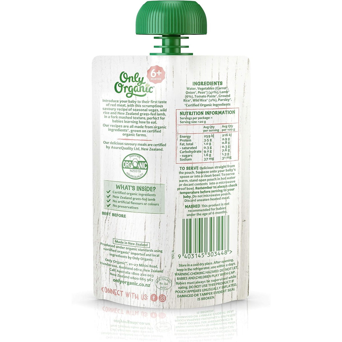Only Organic Wld Rice Ris Lamb 120g Pack of 6