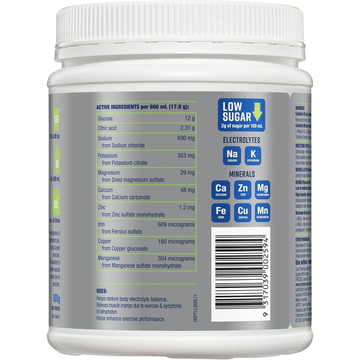 Hydralyte Plus Sports L/l Flav Pwd 900ghydralyte Plus Sports Lemon Lime Flavoured Powder 900g