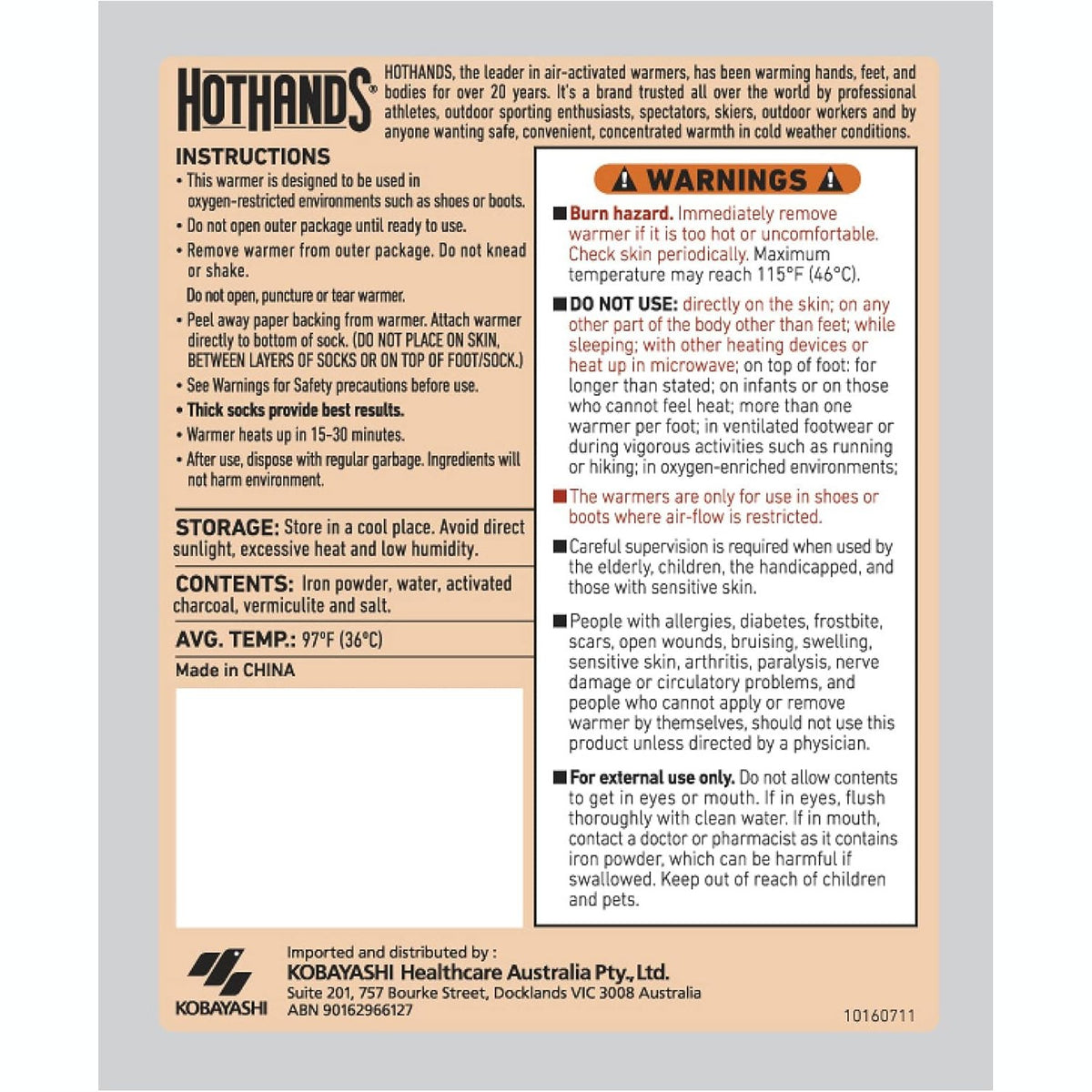 Hot Hands Toe Warmers 5 Pairs