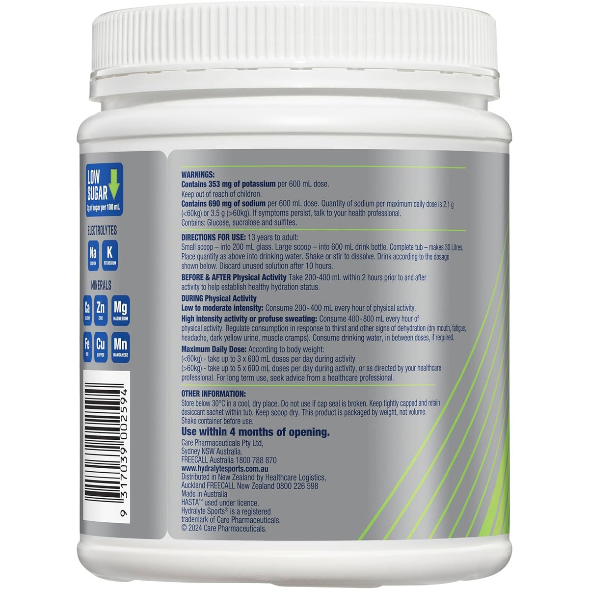 Hydralyte Plus Sports L/l Flav Pwd 900ghydralyte Plus Sports Lemon Lime Flavoured Powder 900g