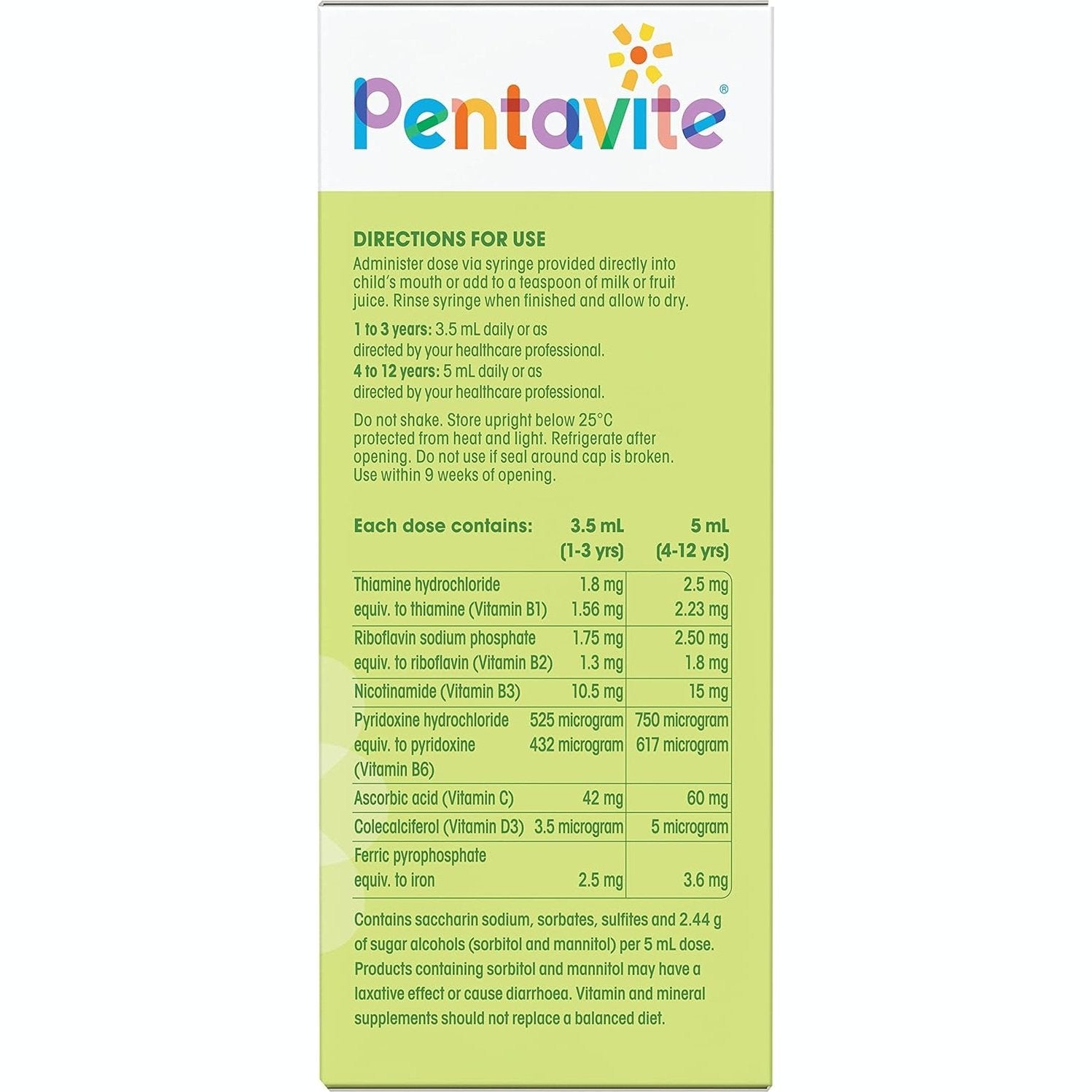 Pentavite Multivitamin + Iron Kids Liquid Lemon Lime 200ml