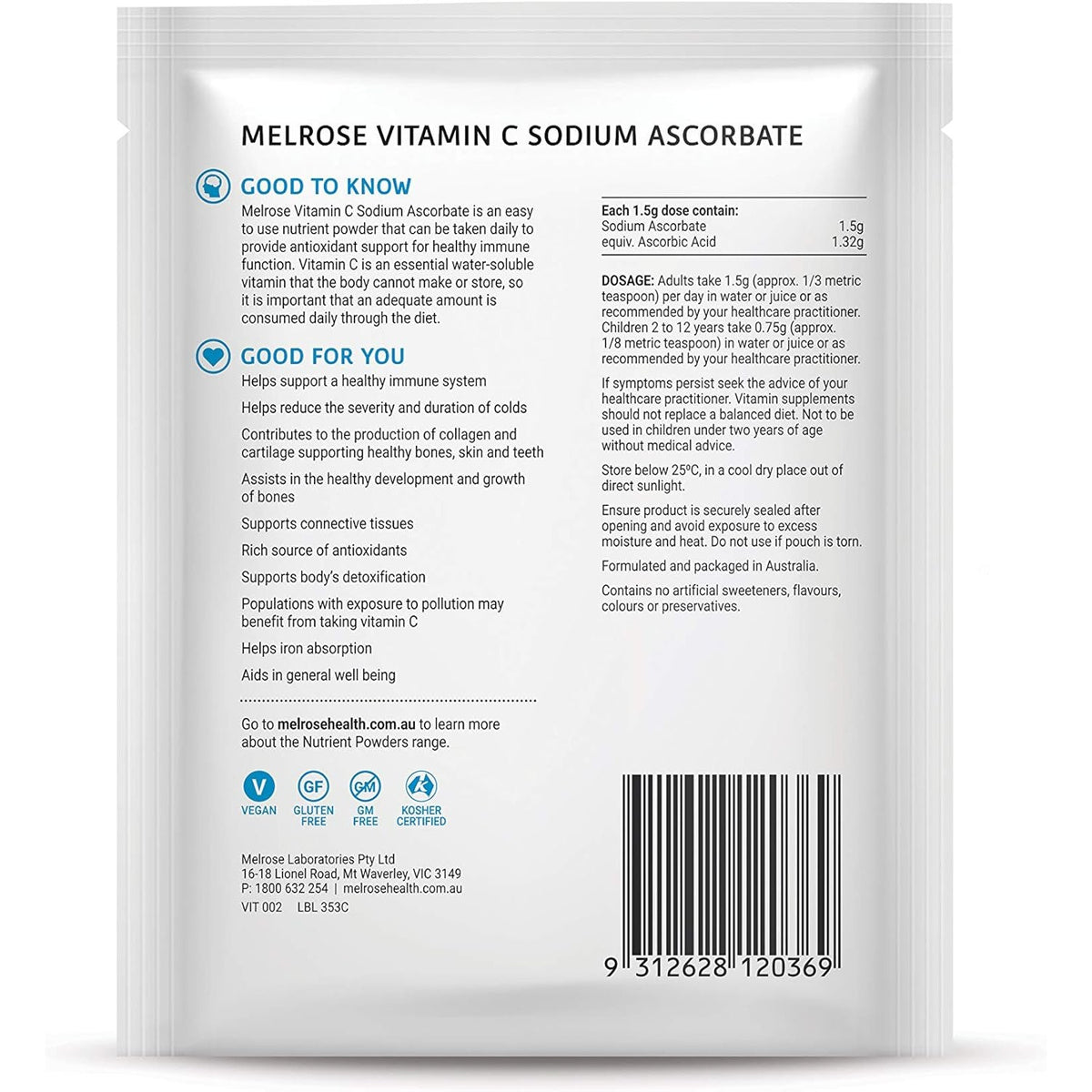 Melrose Health Vitamin C Sodium Ascorbate 125g