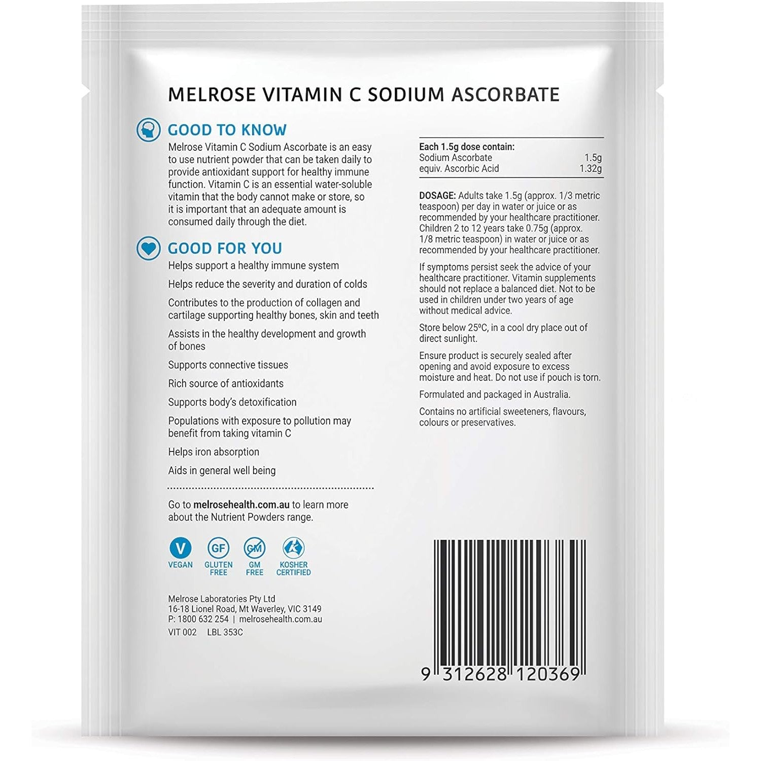 Melrose Health Vitamin C Sodium Ascorbate 125g