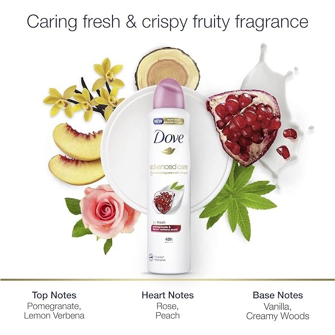 Dove Advanced Care Antiperspirant Aerosol Deodorant Go Fresh Pomegranate & Lemon Verbena 150ml