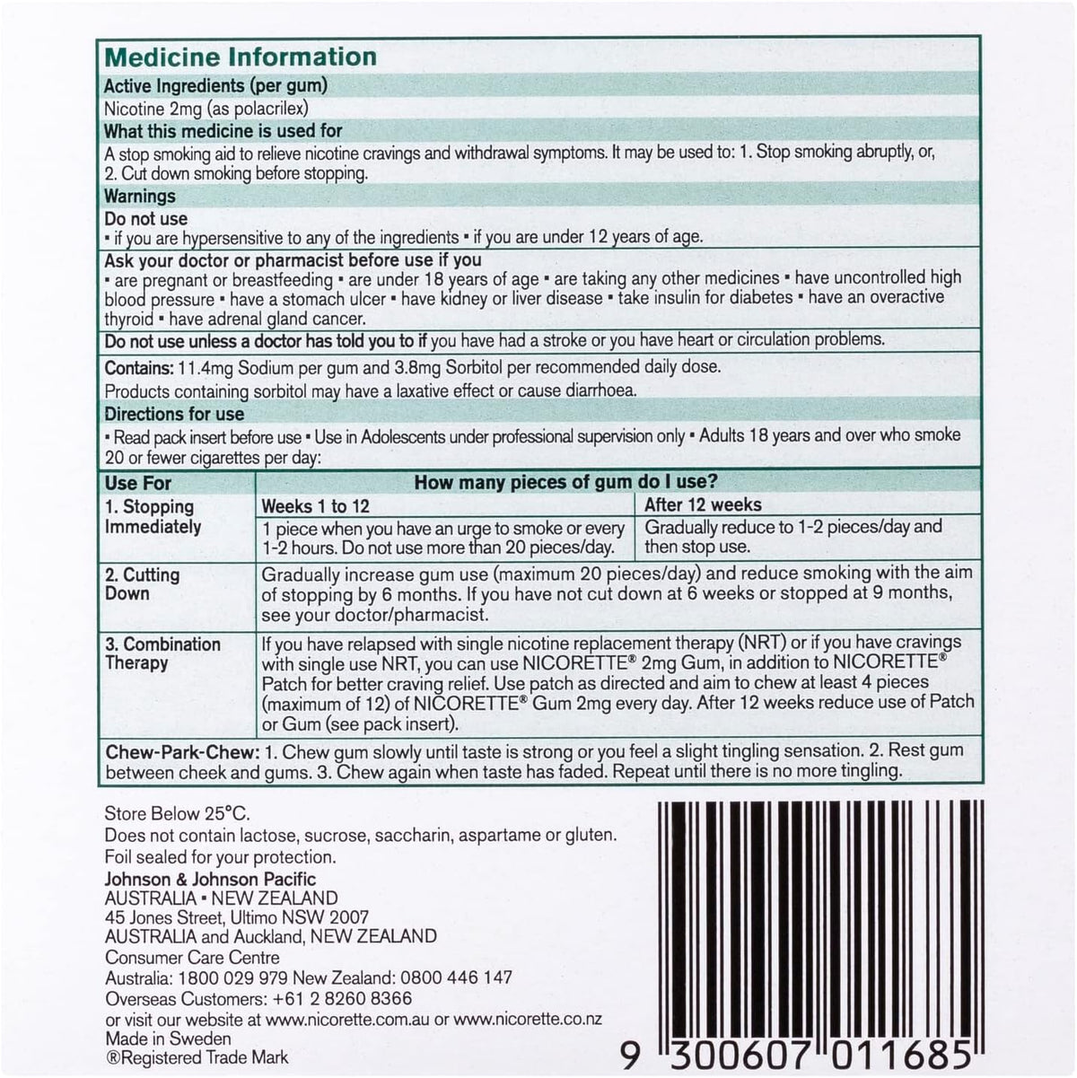 Nicorette Nicotine Gum Regular Strength 2mg Classic 150 Pack