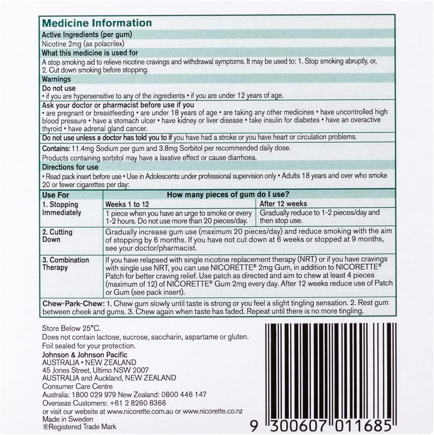 Nicorette Nicotine Gum Regular Strength 2mg Classic 150 Pack
