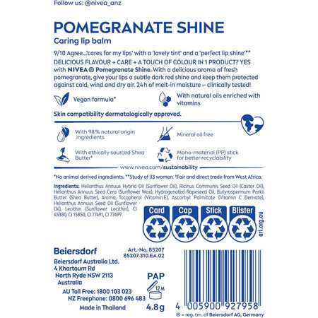 Nivea Lip Balm Pomegranate Shine 4.8g