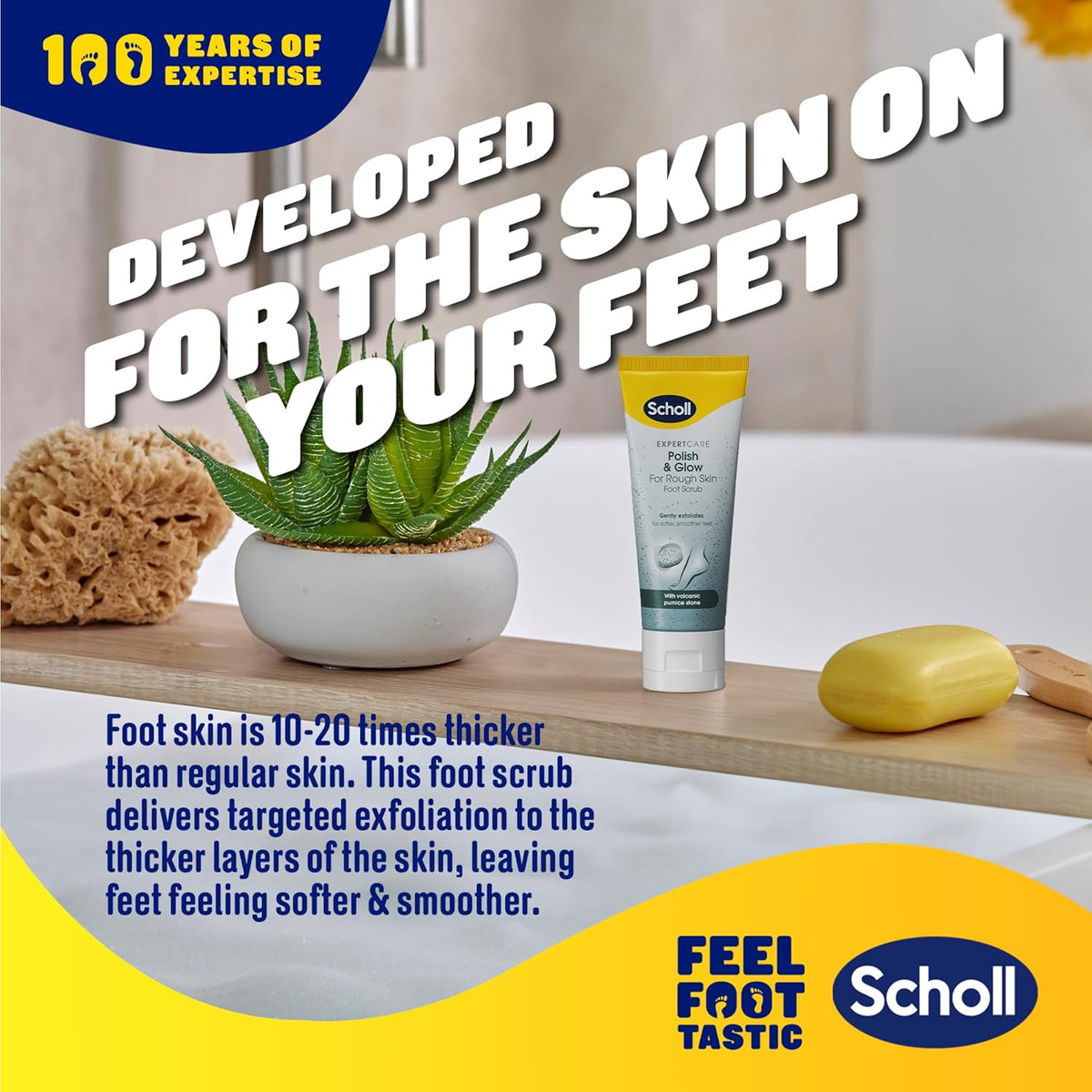 Scholl Expertcare Polish & Glow for Rough Skin Foot Scrub 75ml