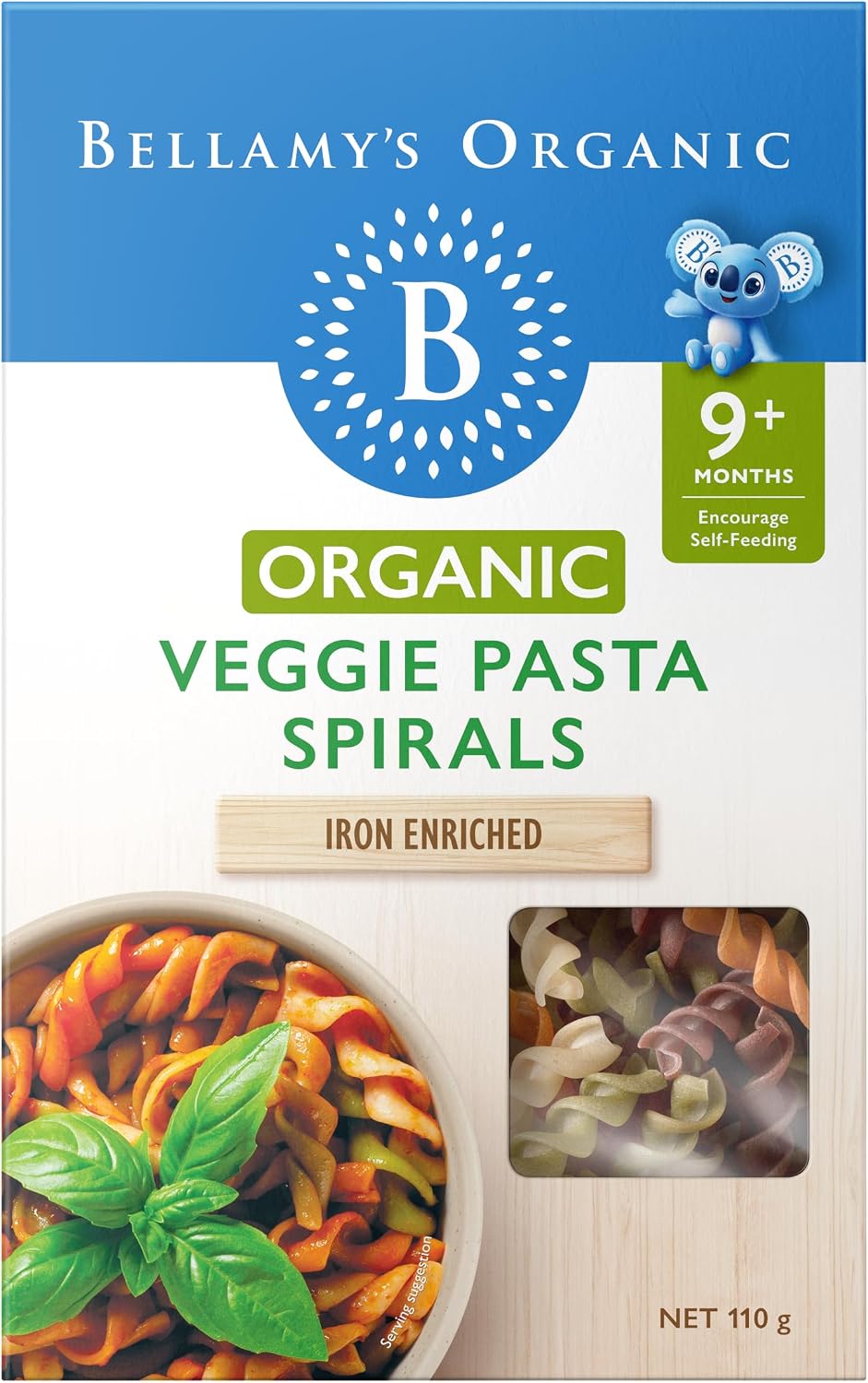 Bellamy's Organic Veggie Pasta Spirals, 9+ Months 110g