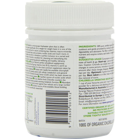 Synergy Natural Organic Chlorella Powder 100g