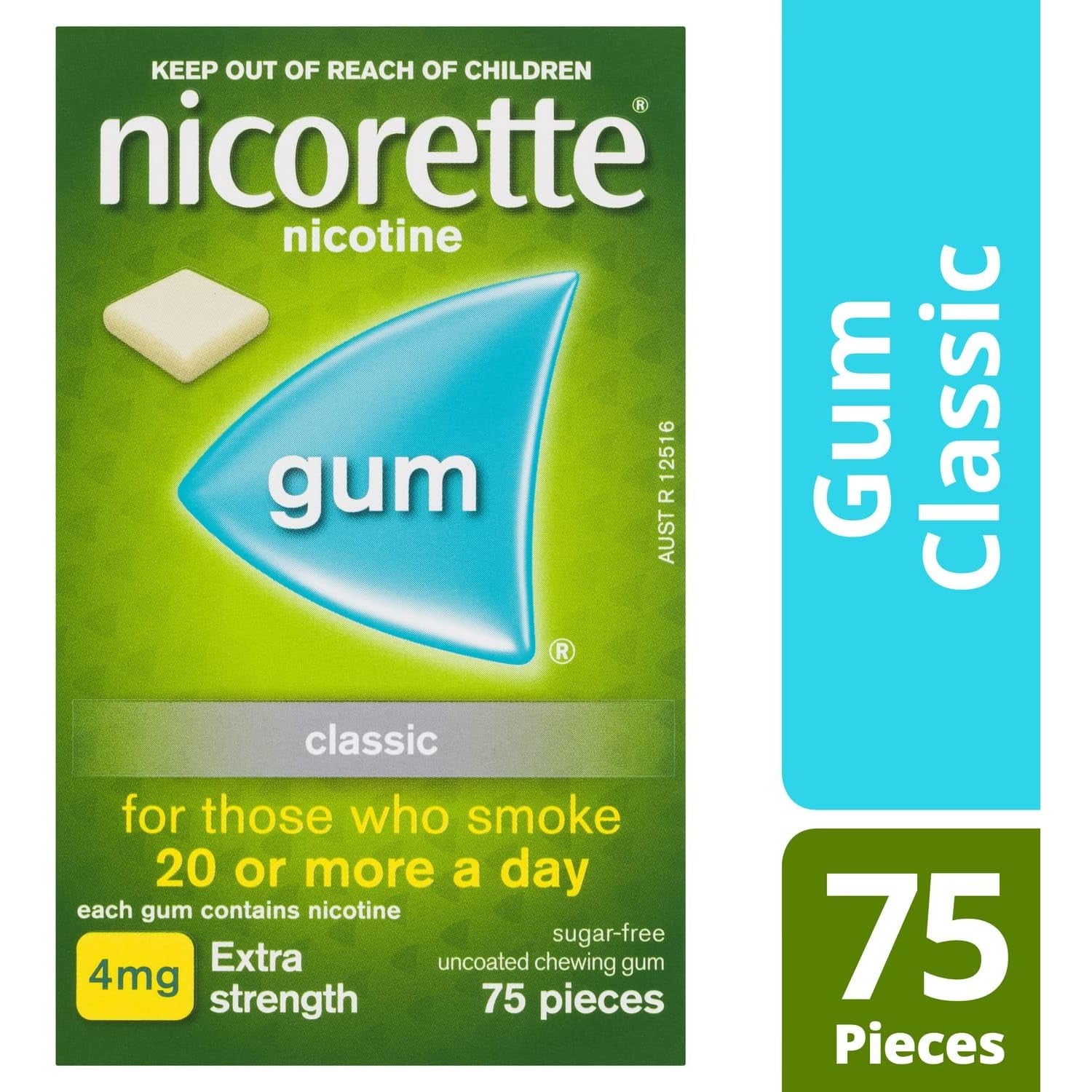 Nicorette Gum 4mg Classic 75 Pieces