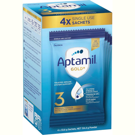 Aptamil Gold+ 3 Toddler Milk Drink Powder Sachets From 1 Year 4 Pack 38.0g