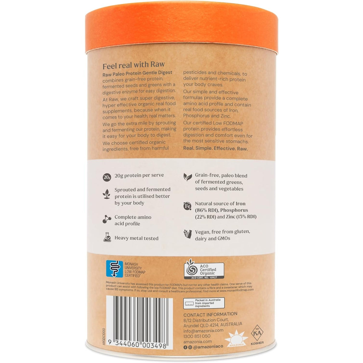 Amazonia Raw Protein Organic Paleo Gentle Digest Chocolate 1kg