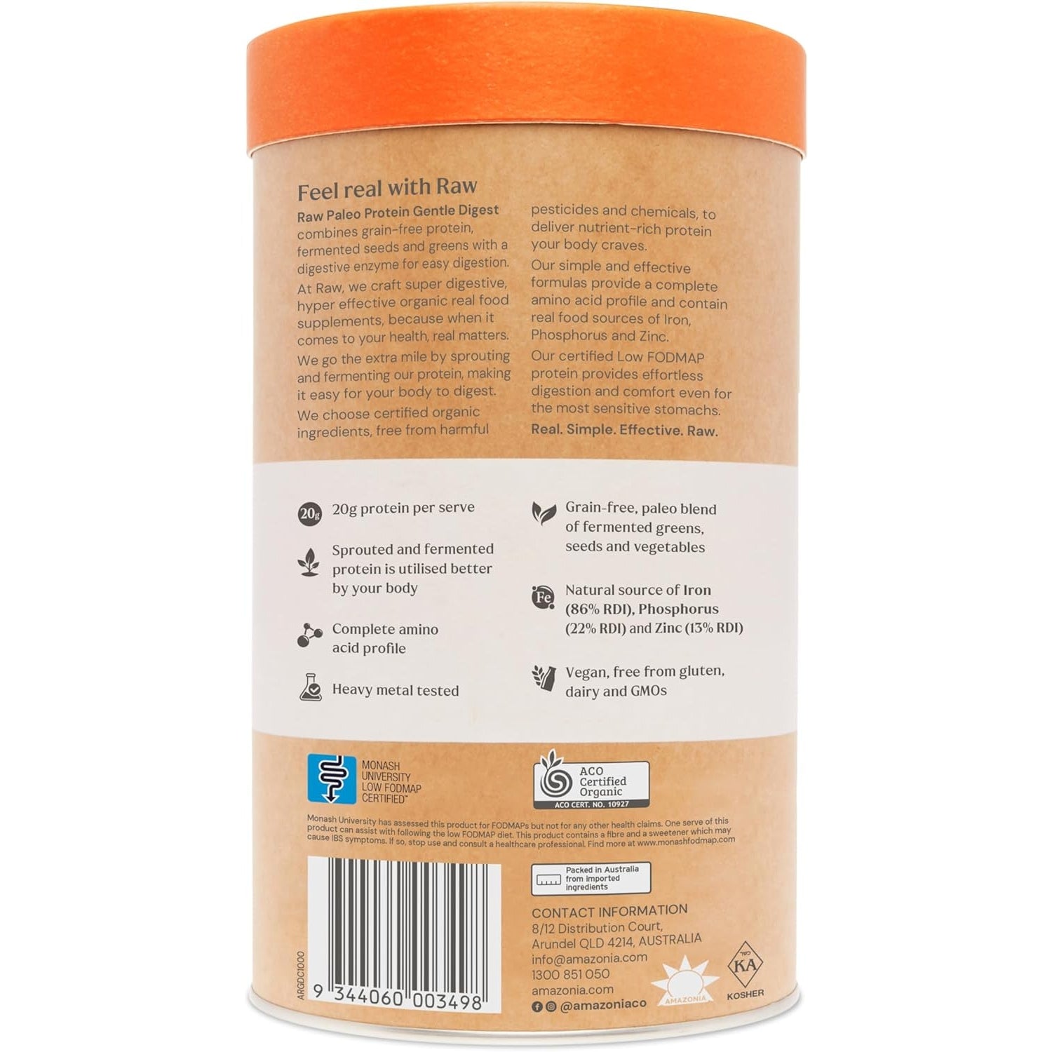 Amazonia Raw Protein Organic Paleo Gentle Digest Chocolate 1kg