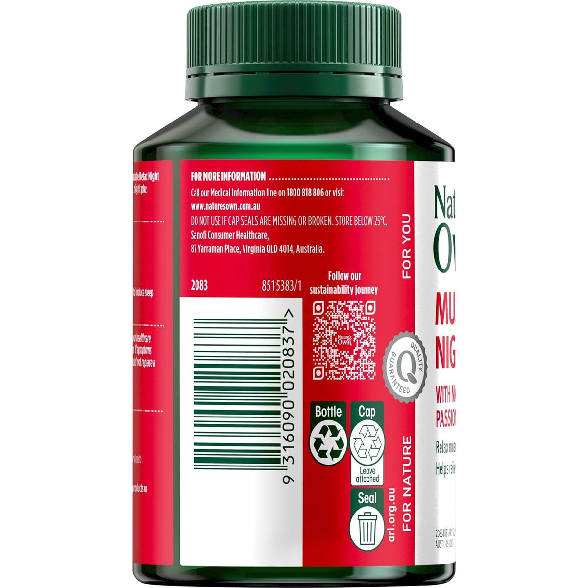 Nature's Own Muscle Relax Night with Magnesium and Passionflower 120 Tablets