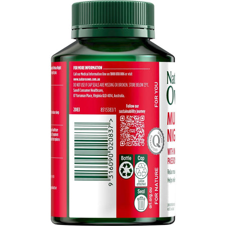 Nature's Own Muscle Relax Night with Magnesium and Passionflower 120 Tablets