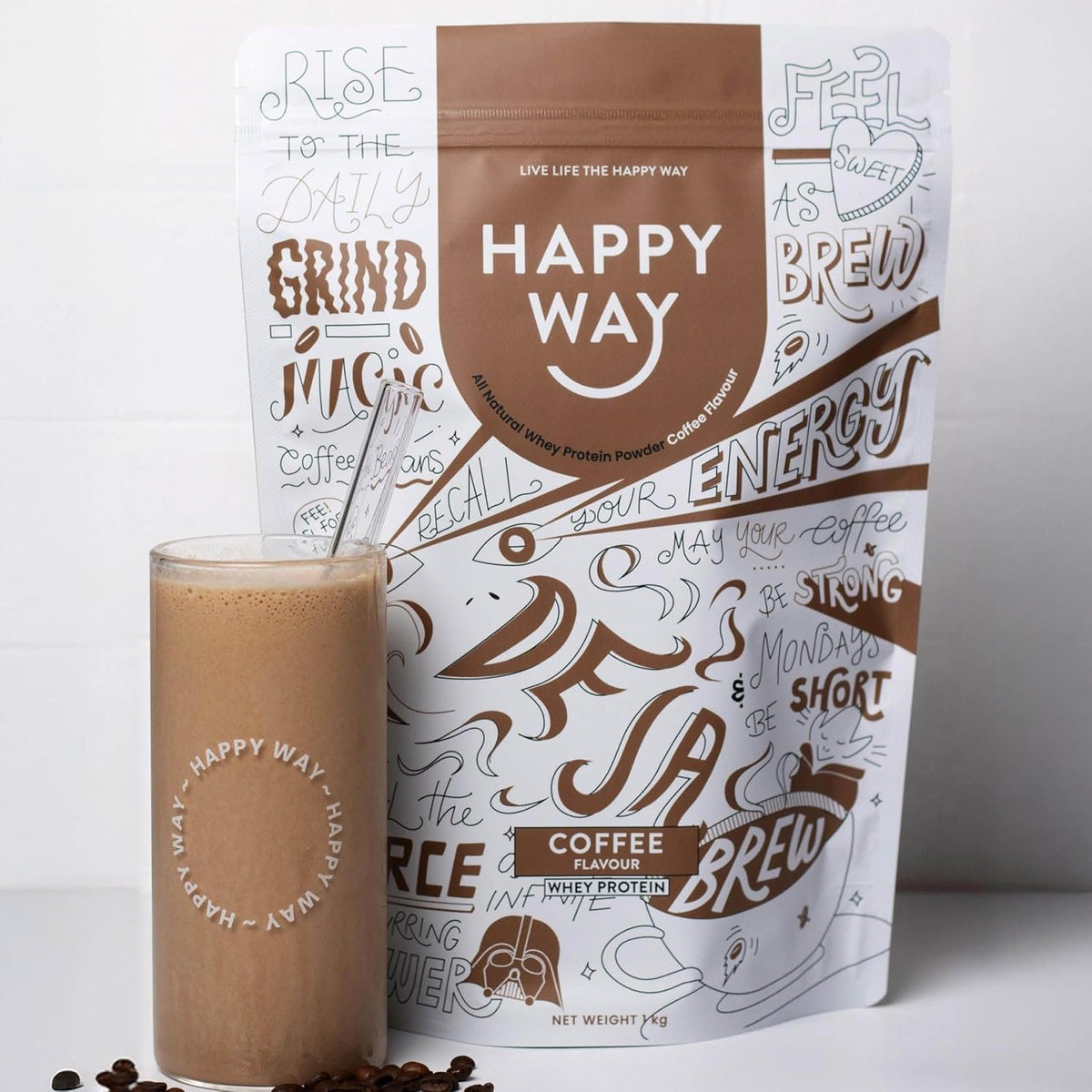 Happy Way Whey Protein Powder Coffee 1kg