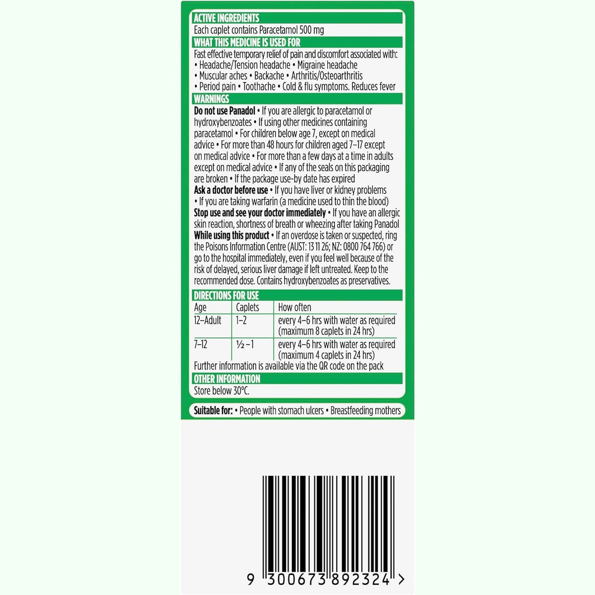 Panadol Optizorb 500mg 16 Caplets