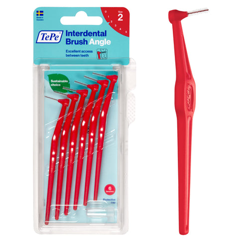 TePe Interdental Brush Angle Red (Size 2) 0.5mm 6 Pack